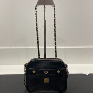 MCM Leather Black Chain Shoulder Crossbody Vintage Shoulder/Camera Bag (JB1107)
